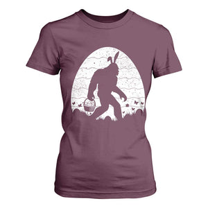 Funny Bigfot Easter T Shirt For Women Sasquatch Rabbit Night Stroll Moon Egg TS14 Maroon Print Your Wear