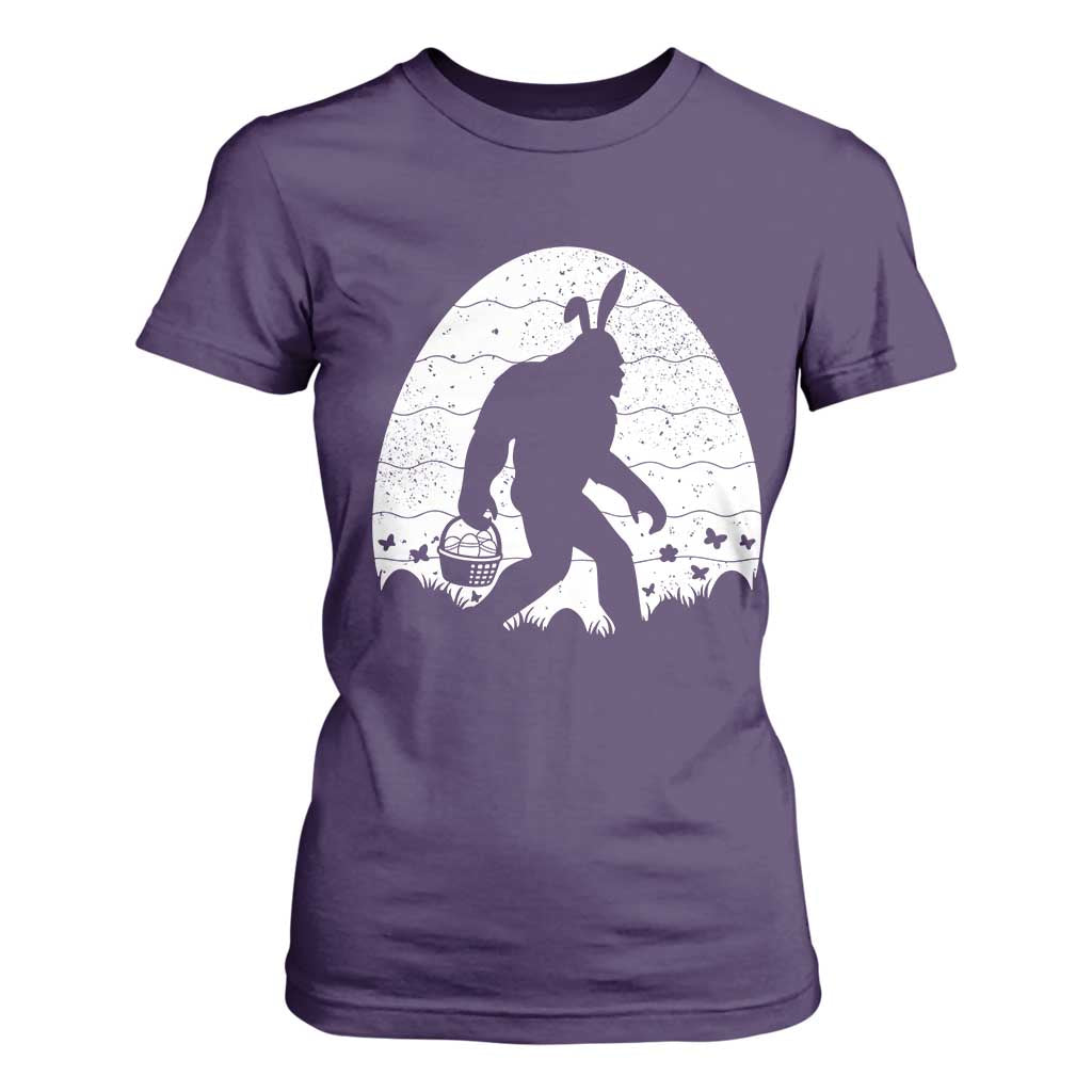 Funny Bigfot Easter T Shirt For Women Sasquatch Rabbit Night Stroll Moon Egg TS14 Purple Print Your Wear