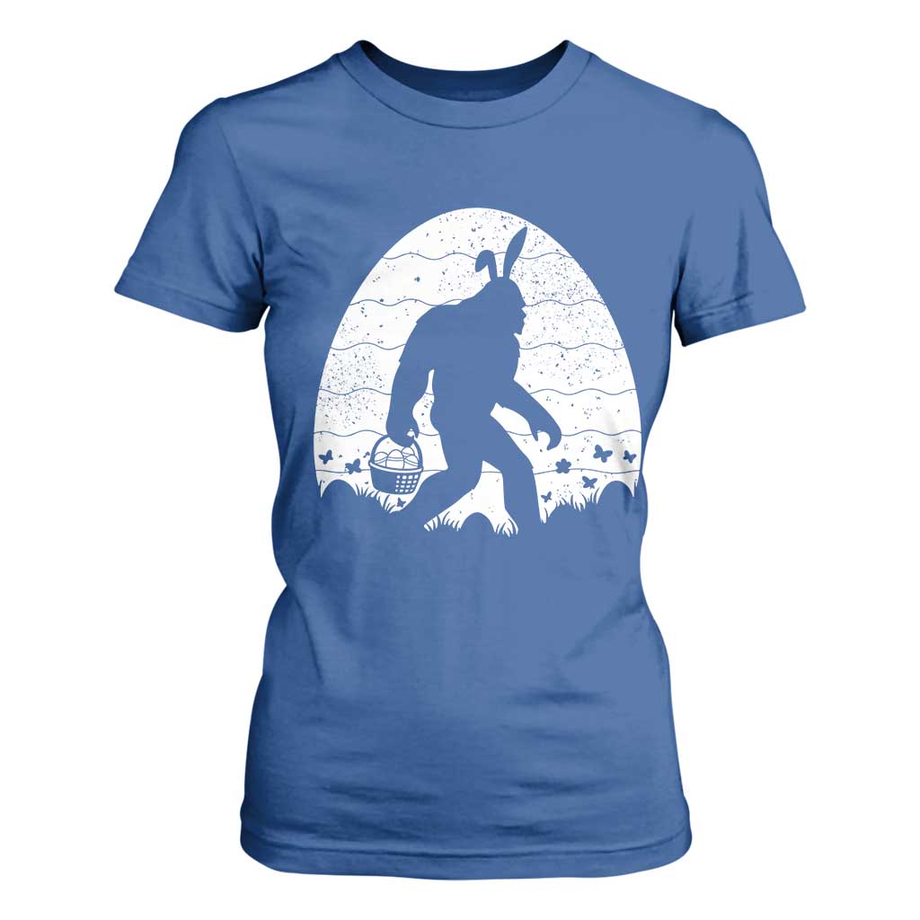 Funny Bigfot Easter T Shirt For Women Sasquatch Rabbit Night Stroll Moon Egg TS14 Royal Blue Print Your Wear