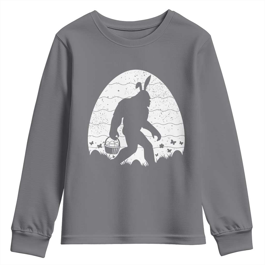 Funny Bigfot Easter Youth Sweatshirt Sasquatch Rabbit Night Stroll Moon Egg TS14 Charcoal Print Your Wear