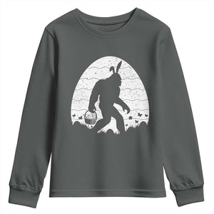 Funny Bigfot Easter Youth Sweatshirt Sasquatch Rabbit Night Stroll Moon Egg TS14 Dark Heather Print Your Wear