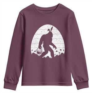 Funny Bigfot Easter Youth Sweatshirt Sasquatch Rabbit Night Stroll Moon Egg TS14 Maroon Print Your Wear