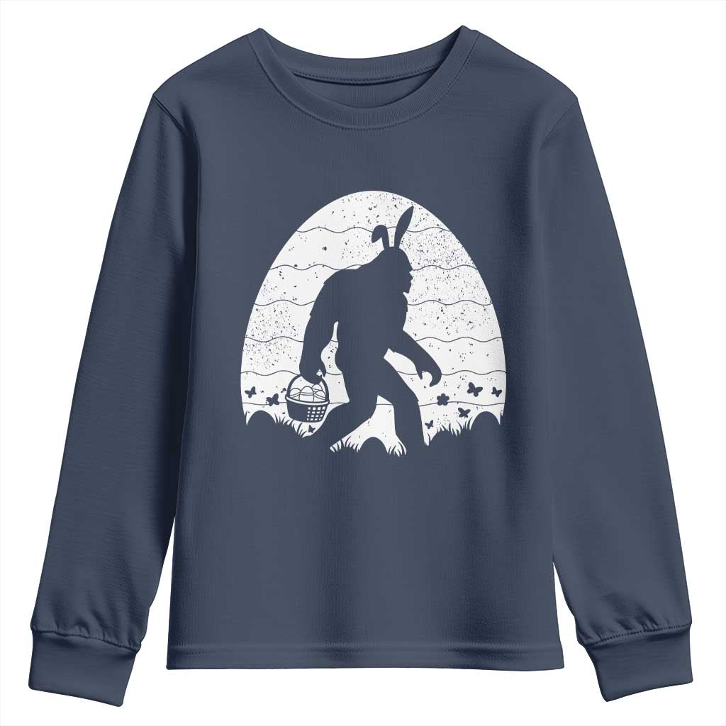 Funny Bigfot Easter Youth Sweatshirt Sasquatch Rabbit Night Stroll Moon Egg TS14 Navy Print Your Wear