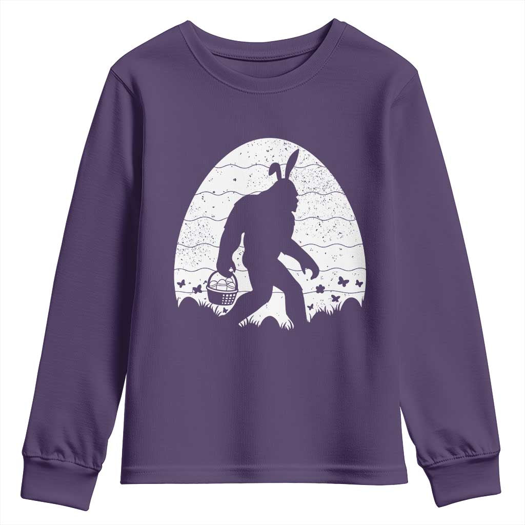 Funny Bigfot Easter Youth Sweatshirt Sasquatch Rabbit Night Stroll Moon Egg TS14 Purple Print Your Wear