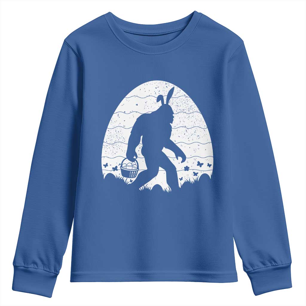 Funny Bigfot Easter Youth Sweatshirt Sasquatch Rabbit Night Stroll Moon Egg TS14 Royal Blue Print Your Wear