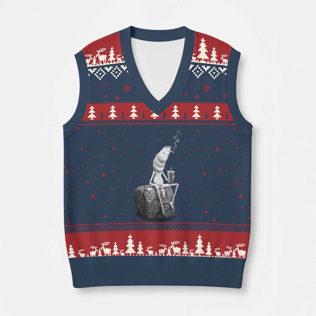 Marcus The Worm Diet Coke V-Neck Knit Sweater Vest Funny Drinking and Smoking Meme TS14 Navy Red Print Your Wear