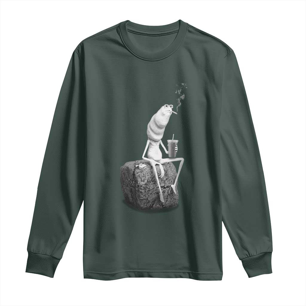 Marcus The Worm Diet Coke Long Sleeve Shirt Funny Drinking and Smoking Meme TS14 Dark Forest Green Print Your Wear