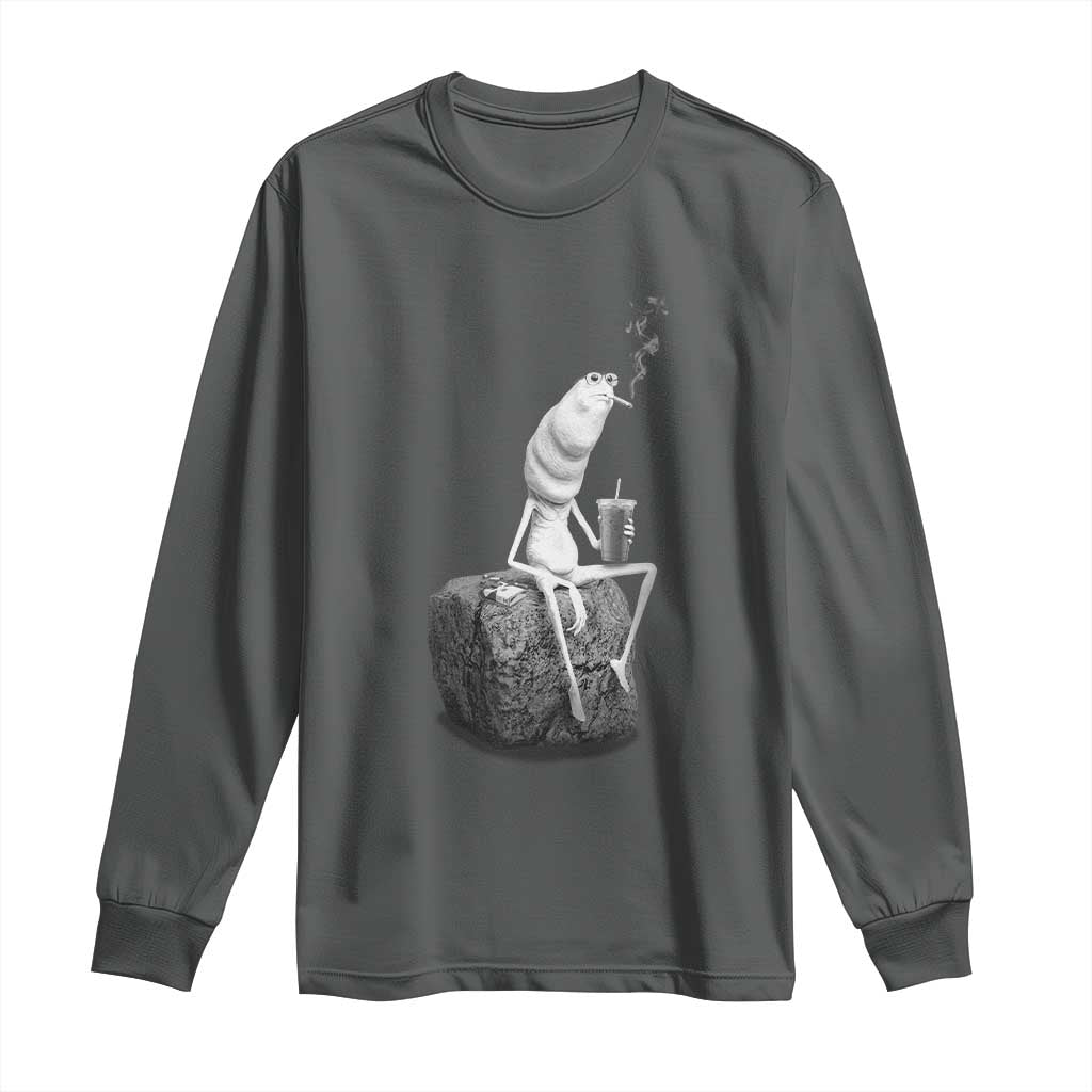 Marcus The Worm Diet Coke Long Sleeve Shirt Funny Drinking and Smoking Meme TS14 Dark Heather Print Your Wear