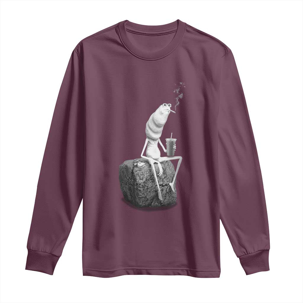 Marcus The Worm Diet Coke Long Sleeve Shirt Funny Drinking and Smoking Meme TS14 Maroon Print Your Wear