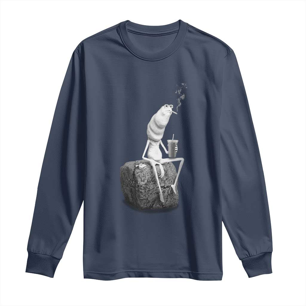 Marcus The Worm Diet Coke Long Sleeve Shirt Funny Drinking and Smoking Meme TS14 Navy Print Your Wear