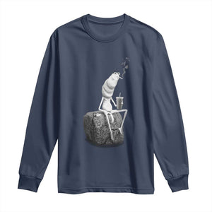Marcus The Worm Diet Coke Long Sleeve Shirt Funny Drinking and Smoking Meme TS14 Navy Print Your Wear