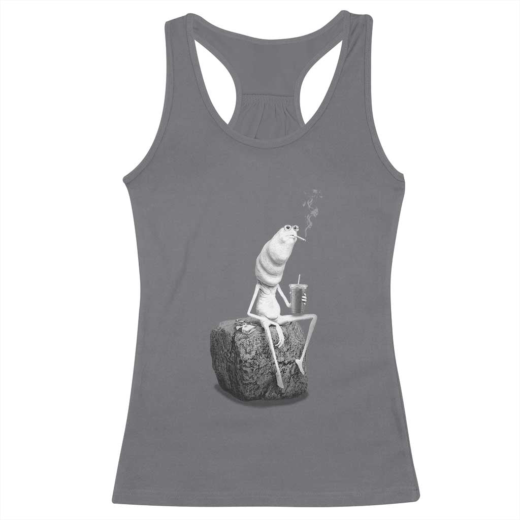 Marcus The Worm Diet Coke Racerback Tank Top Funny Drinking and Smoking Meme TS14 Charcoal Print Your Wear