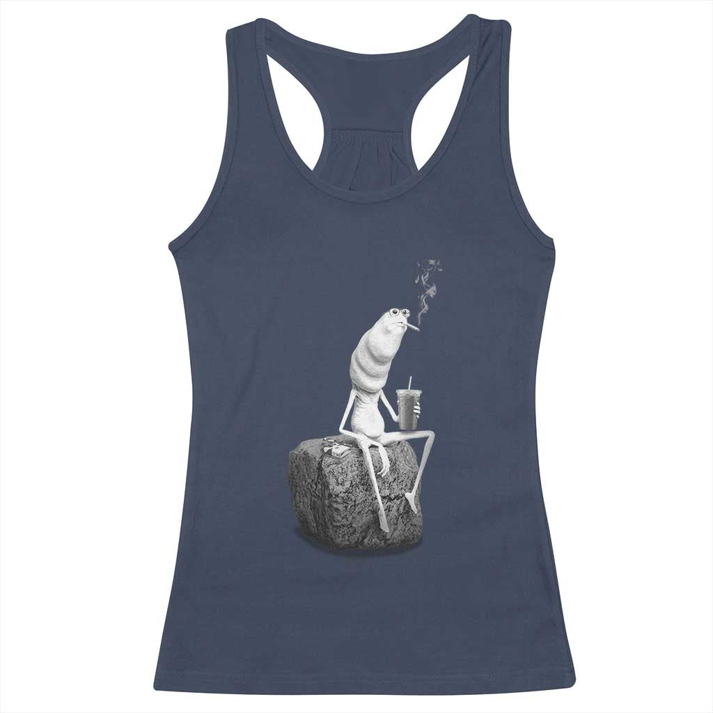 Marcus The Worm Diet Coke Racerback Tank Top Funny Drinking and Smoking Meme TS14 Navy Print Your Wear