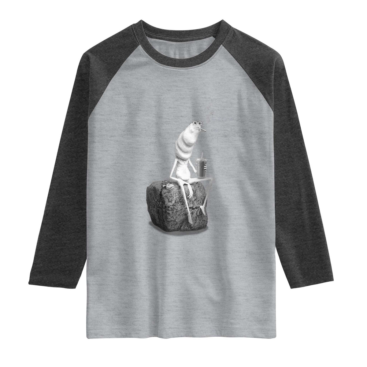 Marcus The Worm Diet Coke Raglan Shirt Funny Drinking and Smoking Meme TS14 Heather Gray Heather Charcoal Print Your Wear