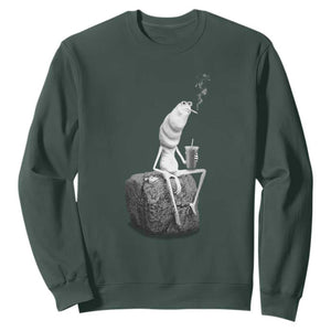 Marcus The Worm Diet Coke Sweatshirt Funny Drinking and Smoking Meme TS14 Dark Forest Green Print Your Wear