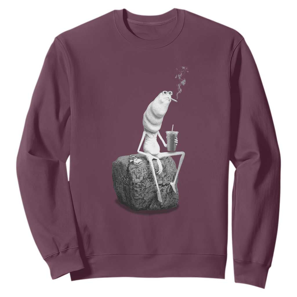 Marcus The Worm Diet Coke Sweatshirt Funny Drinking and Smoking Meme TS14 Maroon Print Your Wear