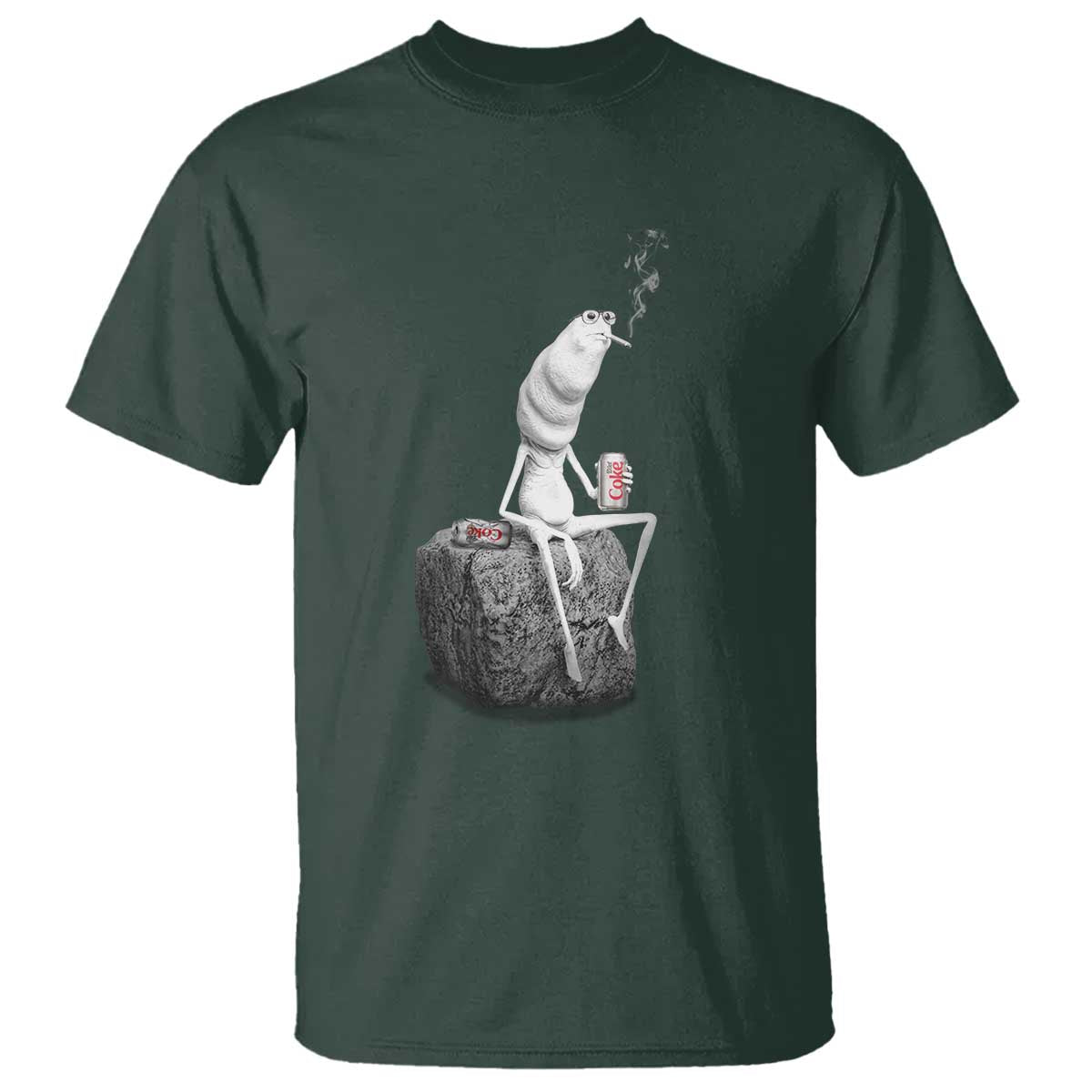 Marcus The Worm Diet Coke T Shirt Funny Drinking and Smoking Meme TS14 Dark Forest Green Print Your Wear