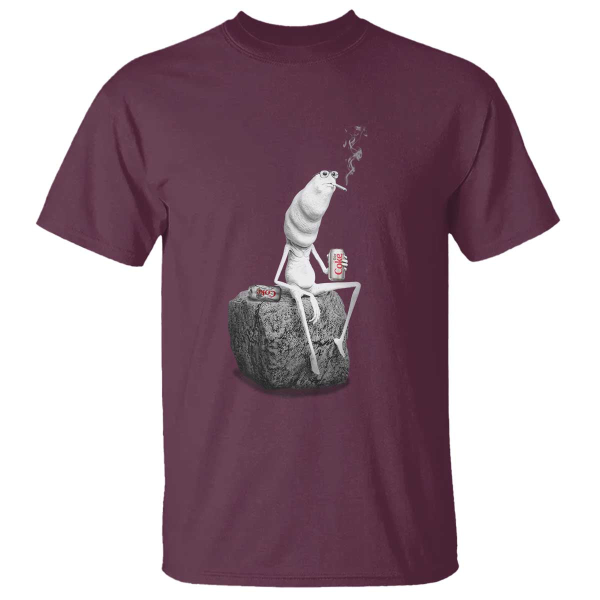Marcus The Worm Diet Coke T Shirt Funny Drinking and Smoking Meme TS14 Maroon Print Your Wear