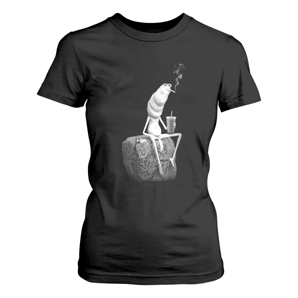 Marcus The Worm Drinking Iced Coffee Meme T Shirt For Women TS14 Black Print Your Wear