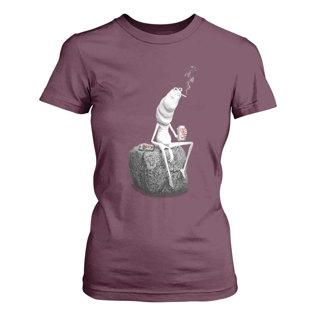 Marcus The Worm Diet Coke T Shirt For Women Funny Drinking and Smoking Meme TS14 Maroon Print Your Wear