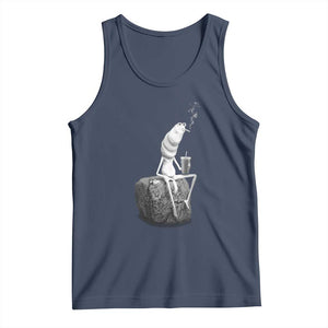 Marcus The Worm Drinking Iced Coffee Meme Tank Top TS14 Navy Print Your Wear