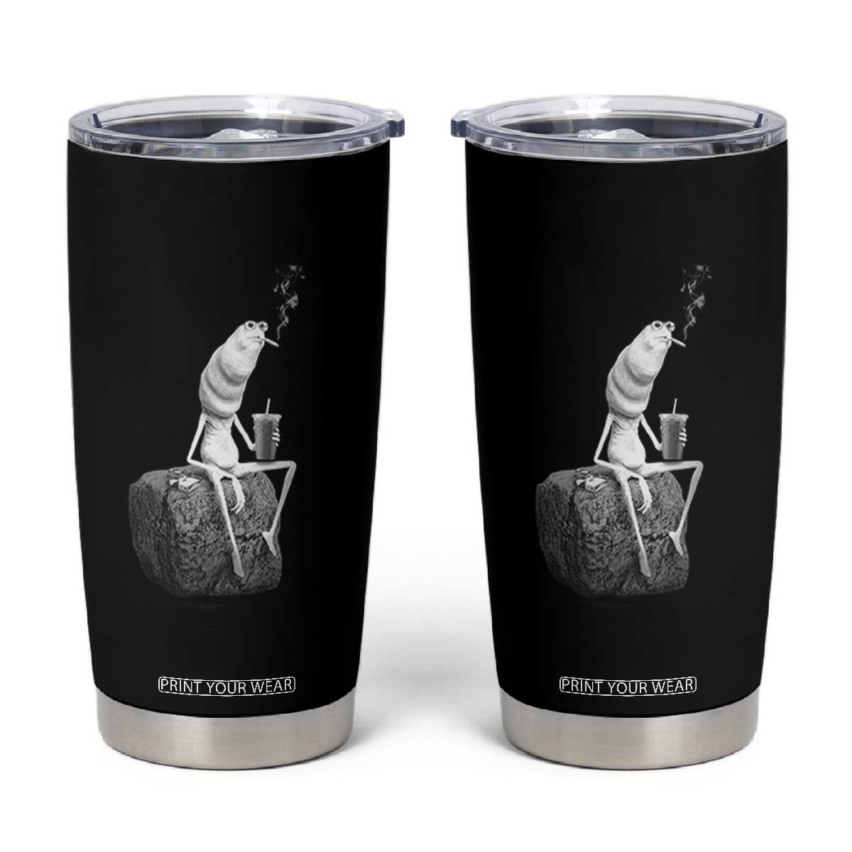 Marcus The Worm Drinking Iced Coffee Meme Tumbler Cup TS14 Black Print Your Wear