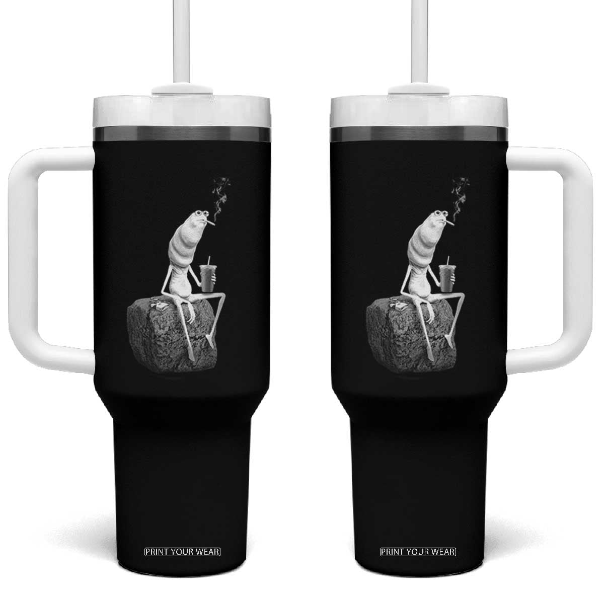 Marcus The Worm Diet Coke Tumbler With Handle Funny Drinking and Smoking Meme TS14 One Size: 40 oz Black Print Your Wear
