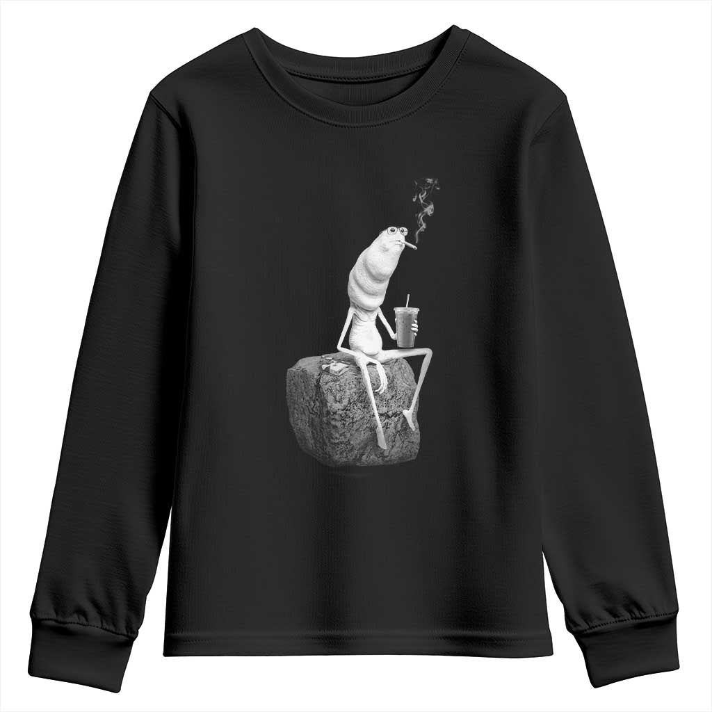 Marcus The Worm Diet Coke Youth Sweatshirt Funny Drinking and Smoking Meme TS14 Black Print Your Wear