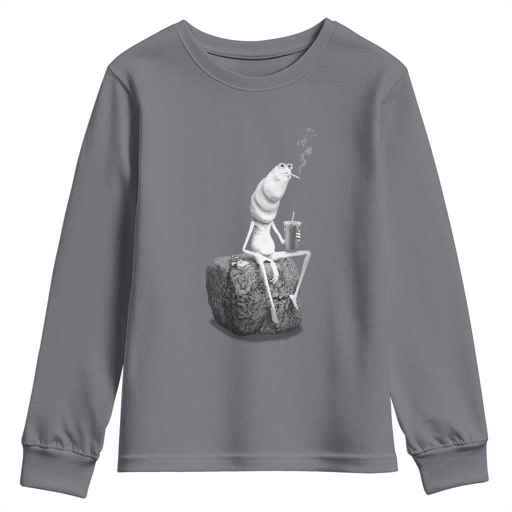 Marcus The Worm Diet Coke Youth Sweatshirt Funny Drinking and Smoking Meme TS14 Charcoal Print Your Wear