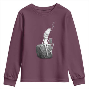 Marcus The Worm Diet Coke Youth Sweatshirt Funny Drinking and Smoking Meme TS14 Maroon Print Your Wear