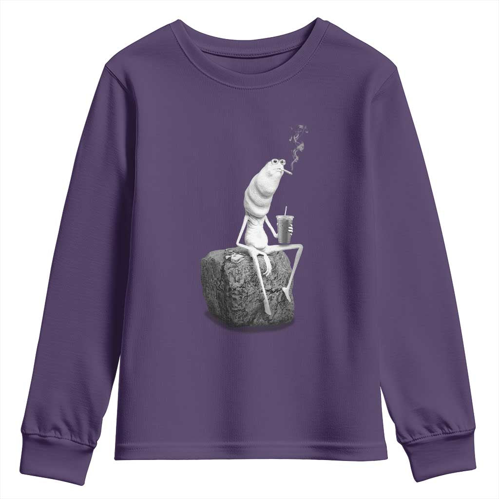 Marcus The Worm Diet Coke Youth Sweatshirt Funny Drinking and Smoking Meme TS14 Purple Print Your Wear