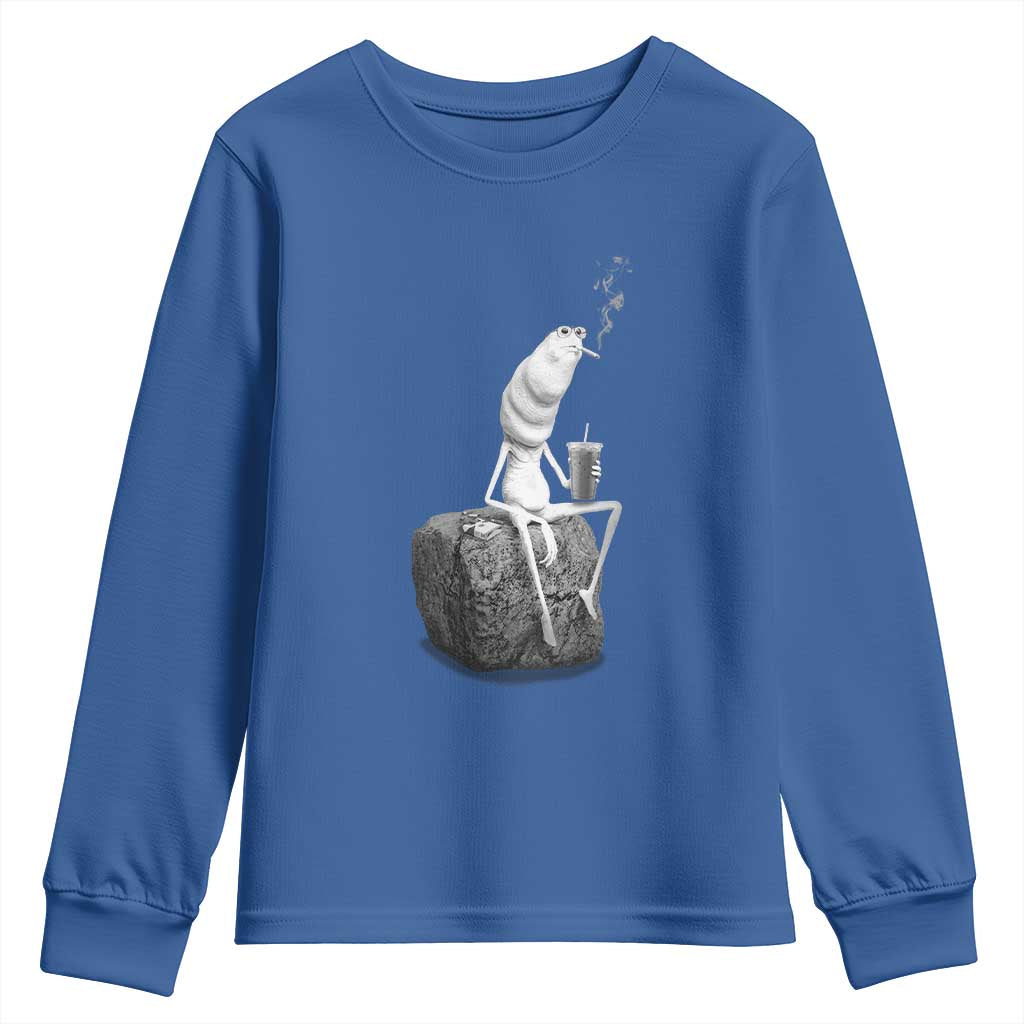Marcus The Worm Diet Coke Youth Sweatshirt Funny Drinking and Smoking Meme TS14 Royal Blue Print Your Wear