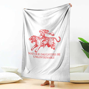 May Our Daughters Be Ungovernable Throw Blanket Vintage Cowgirl Hell Cat Women Empowerment TS14 Print Your Wear