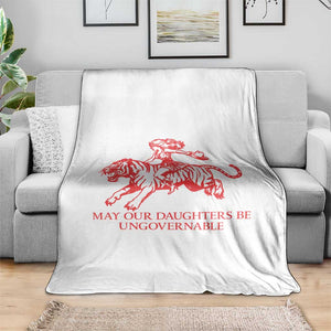 May Our Daughters Be Ungovernable Throw Blanket Vintage Cowgirl Hell Cat Women Empowerment TS14 Print Your Wear