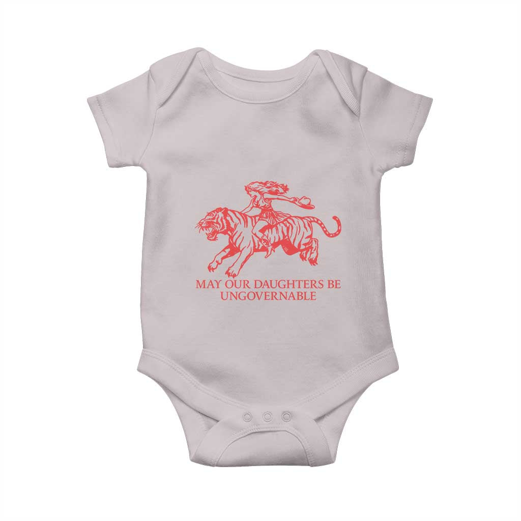 May Our Daughters Be Ungovernable Baby Onesie Vintage Cowgirl Hell Cat Women Empowerment TS14 Ice Gray Print Your Wear