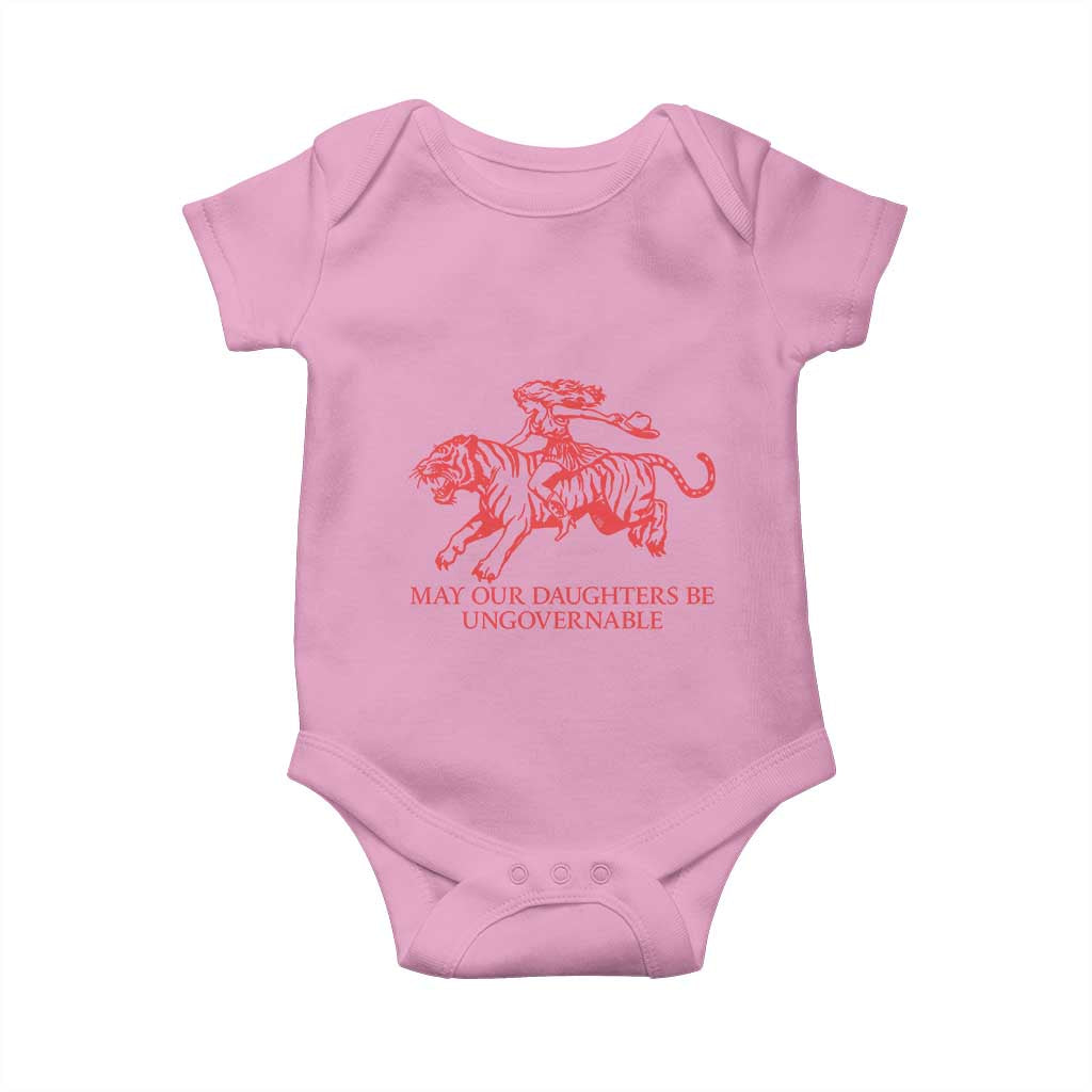 May Our Daughters Be Ungovernable Baby Onesie Vintage Cowgirl Hell Cat Women Empowerment TS14 Light Pink Print Your Wear