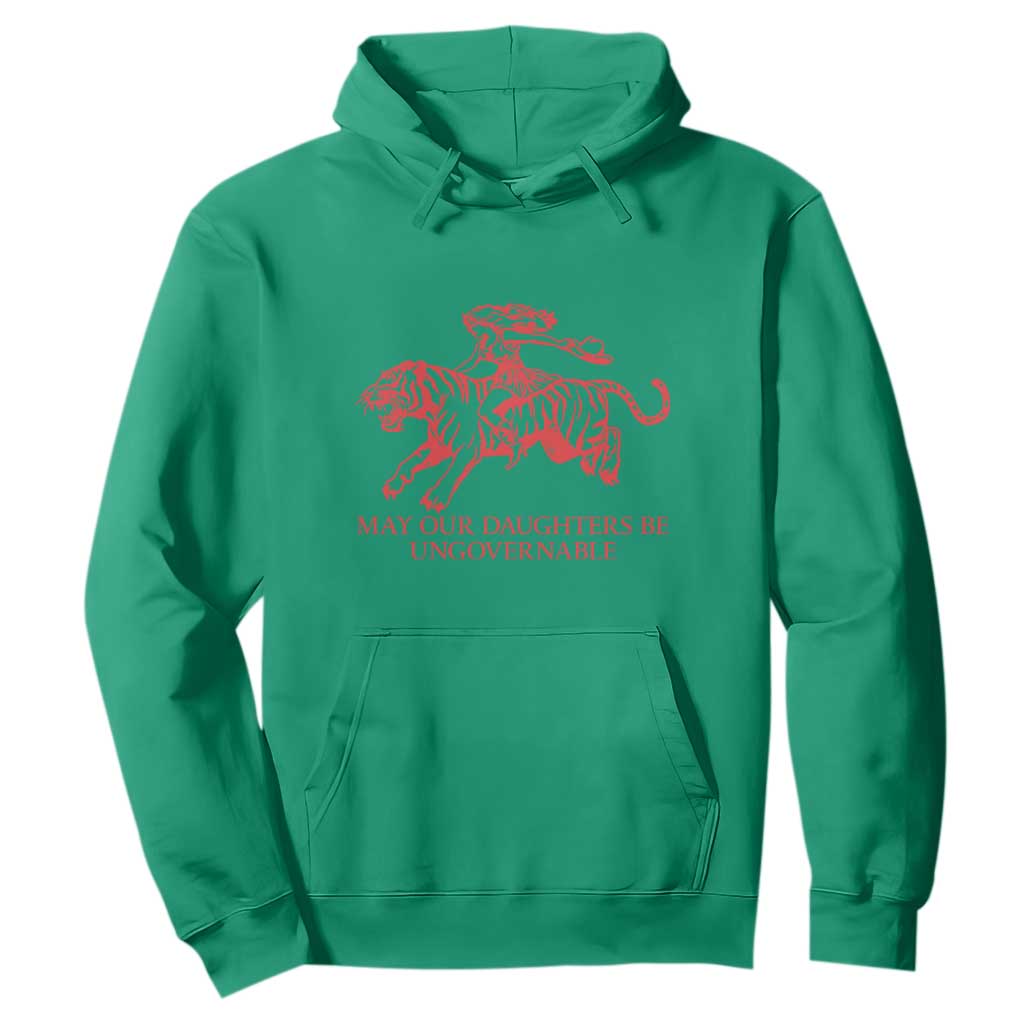 May Our Daughters Be Ungovernable Hoodie Vintage Cowgirl Hell Cat Women Empowerment TS14 Irish Green Print Your Wear