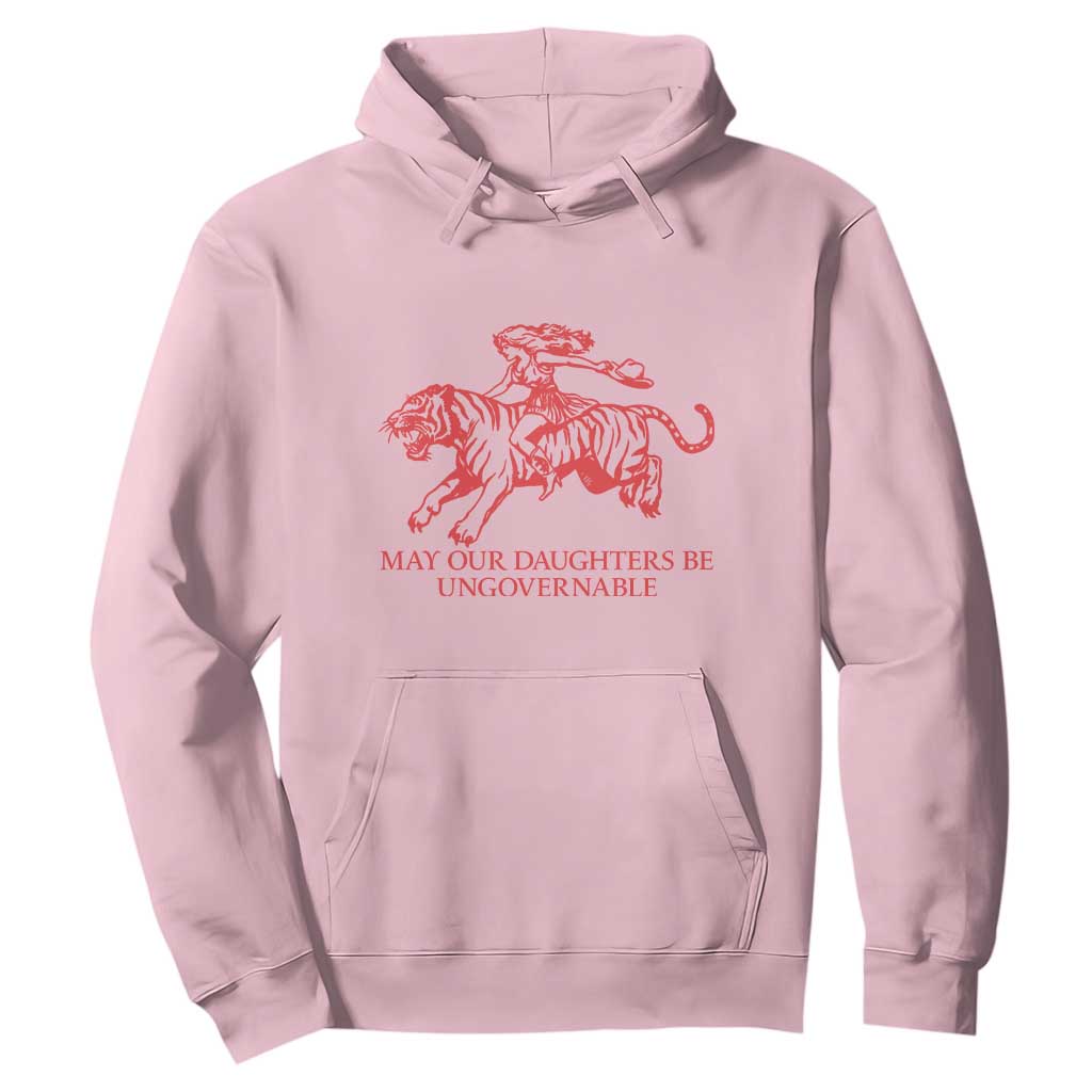 May Our Daughters Be Ungovernable Hoodie Vintage Cowgirl Hell Cat Women Empowerment TS14 Light Pink Print Your Wear
