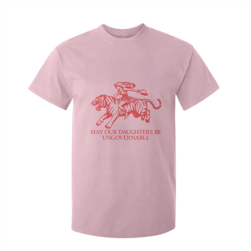 May Our Daughters Be Ungovernable T Shirt For Kid Vintage Cowgirl Hell Cat Women Empowerment TS14 Light Pink Print Your Wear