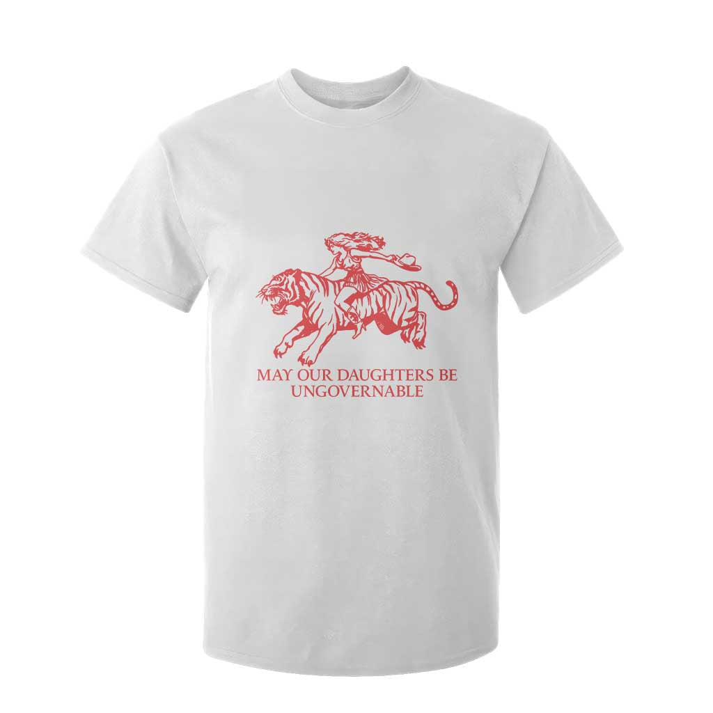 May Our Daughters Be Ungovernable T Shirt For Kid Vintage Cowgirl Hell Cat Women Empowerment TS14 White Print Your Wear