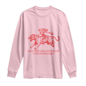 May Our Daughters Be Ungovernable Long Sleeve Shirt Vintage Cowgirl Hell Cat Women Empowerment TS14 Light Pink Print Your Wear