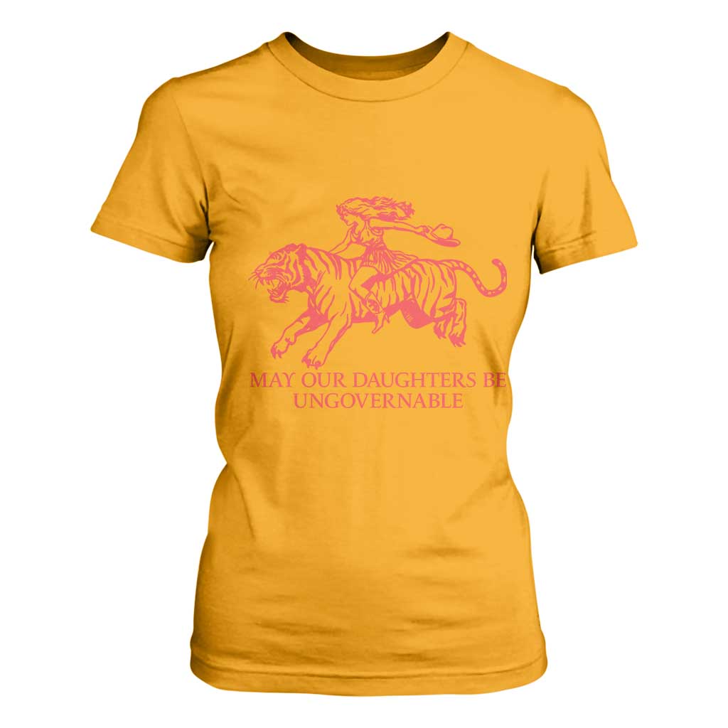 May Our Daughters Be Ungovernable T Shirt For Women Vintage Cowgirl Hell Cat Women Empowerment TS14 Gold Print Your Wear