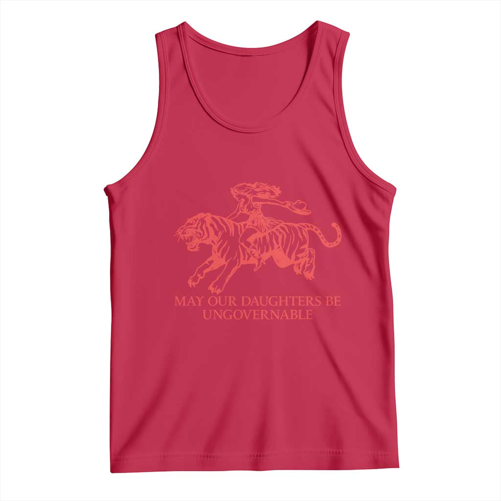 May Our Daughters Be Ungovernable Tank Top Vintage Cowgirl Hell Cat Women Empowerment TS14 Red Print Your Wear