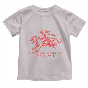 May Our Daughters Be Ungovernable Toddler T Shirt Vintage Cowgirl Hell Cat Women Empowerment TS14 Ice Gray Print Your Wear