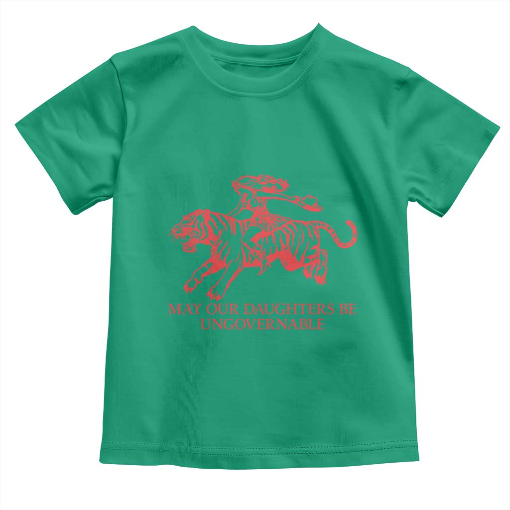 May Our Daughters Be Ungovernable Toddler T Shirt Vintage Cowgirl Hell Cat Women Empowerment TS14 Irish Green Print Your Wear