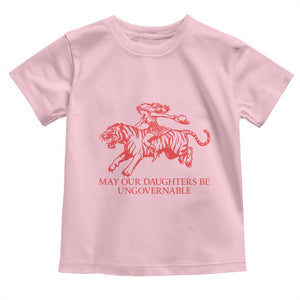 May Our Daughters Be Ungovernable Toddler T Shirt Vintage Cowgirl Hell Cat Women Empowerment TS14 Light Pink Print Your Wear