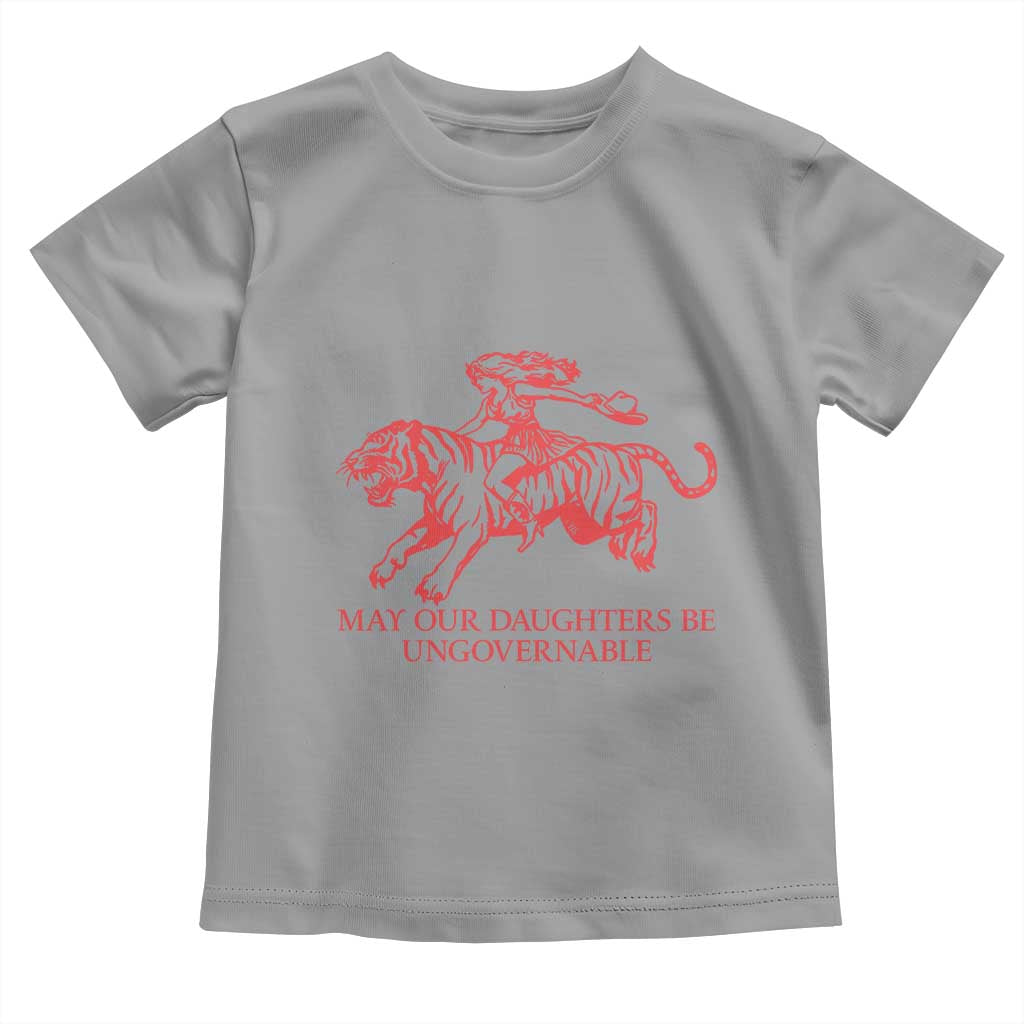 May Our Daughters Be Ungovernable Toddler T Shirt Vintage Cowgirl Hell Cat Women Empowerment TS14 Sport Gray Print Your Wear