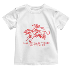 May Our Daughters Be Ungovernable Toddler T Shirt Vintage Cowgirl Hell Cat Women Empowerment TS14 White Print Your Wear