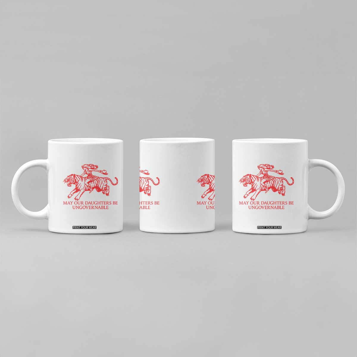 May Our Daughters Be Ungovernable Coffee Mug Vintage Cowgirl Hell Cat Women Empowerment TS14 Print Your Wear