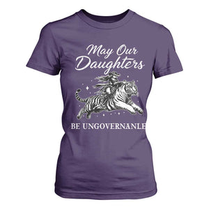May Our Daughters Be Ungovernable T Shirt For Women Cowgirl Western Cowgirl Hell Cat Women's Rights TS14 Purple Print Your Wear